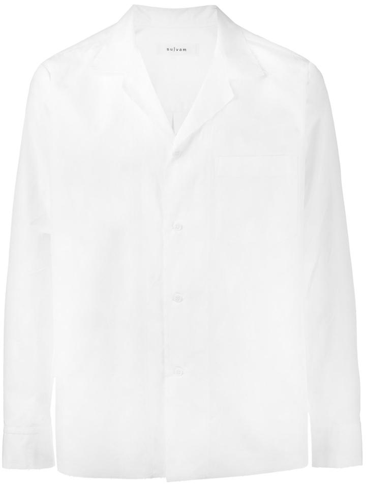 Sulvam Open Collar Shirt - White