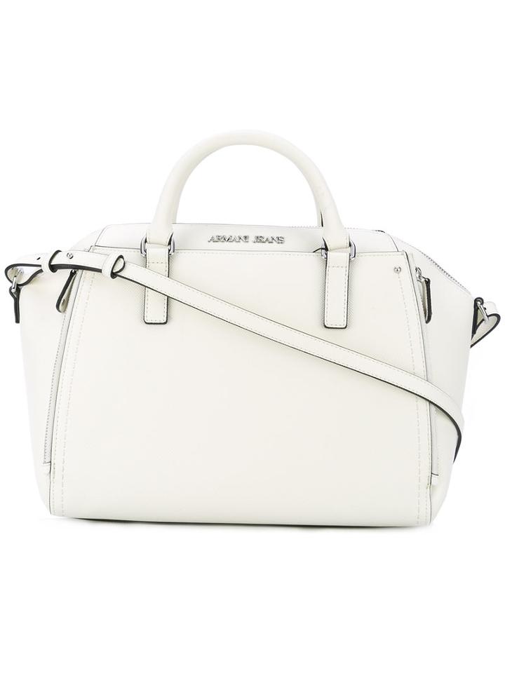 Armani Jeans - Logo Stamp Tote - Women - Polyurethane - One Size, White, Polyurethane