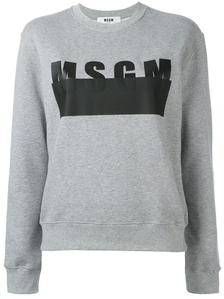 Msgm - Logo Print Sweatshirt - Women - Cotton/viscose - S, Women's, Grey, Cotton/viscose