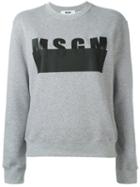 Msgm - Logo Print Sweatshirt - Women - Cotton/viscose - S, Women's, Grey, Cotton/viscose