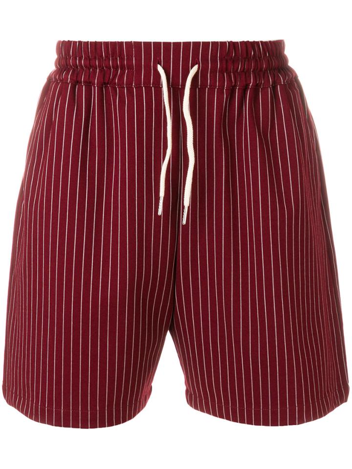 Drôle De Monsieur Pinstripe Track Shorts - Red