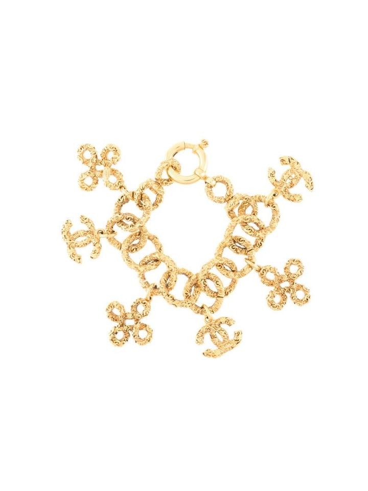 Chanel Pre-owned 1993 Logo Charms Embossed Bracelet - Gold