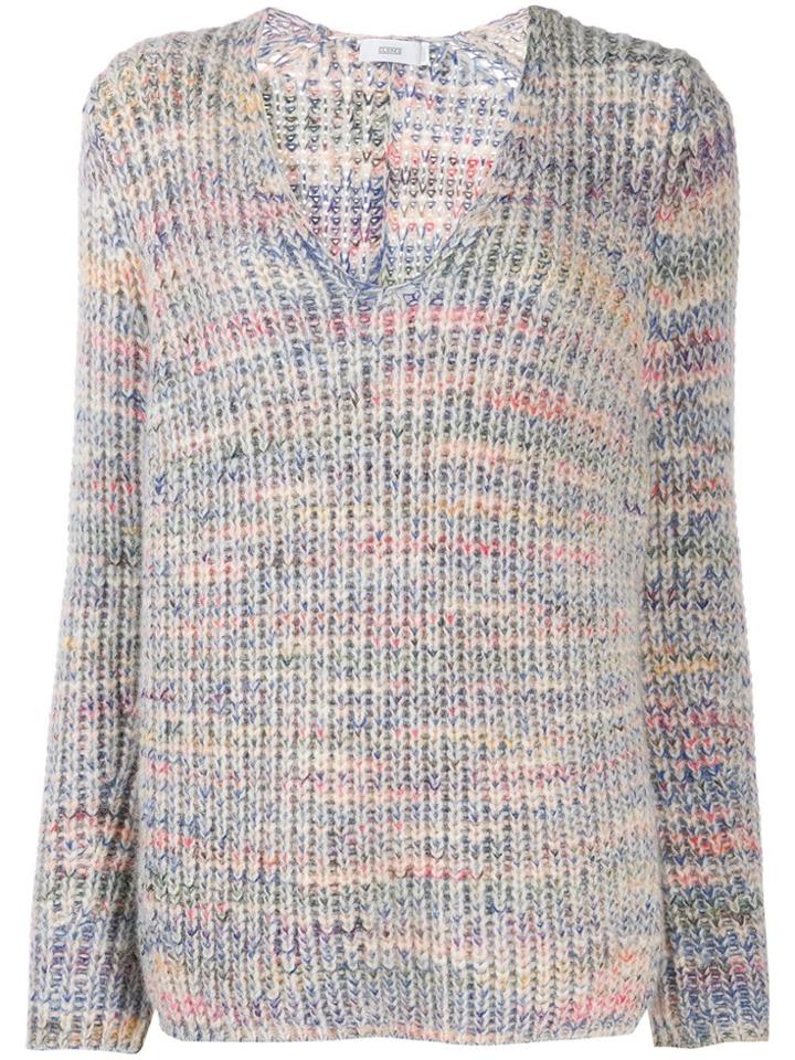 Closed V-neck Chunky Knit Sweater - Neutrals