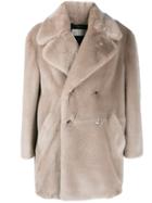 Paura Double Breasted Fur Coat - Neutrals