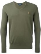 Polo Ralph Lauren V-neck Jumper, Men's, Size: Large, Green, Cotton/cashmere