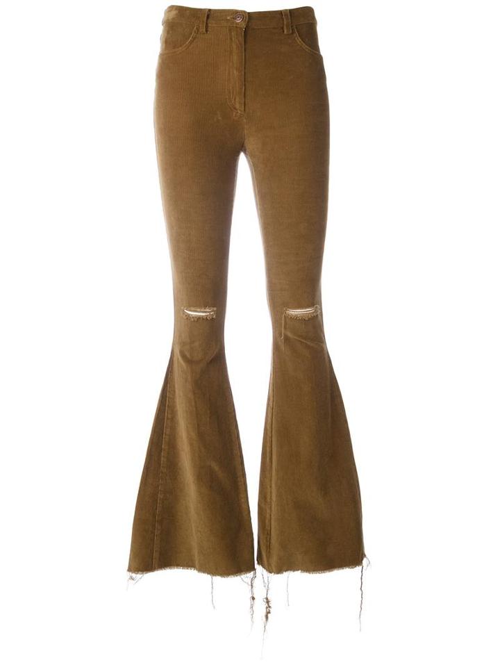 Forte Couture Flared Trousers, Women's, Size: 24, Brown, Cotton/spandex/elastane