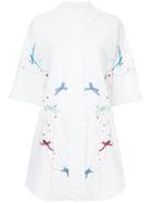 Romance Was Born Shepherdess Emb Shirt Dress - White