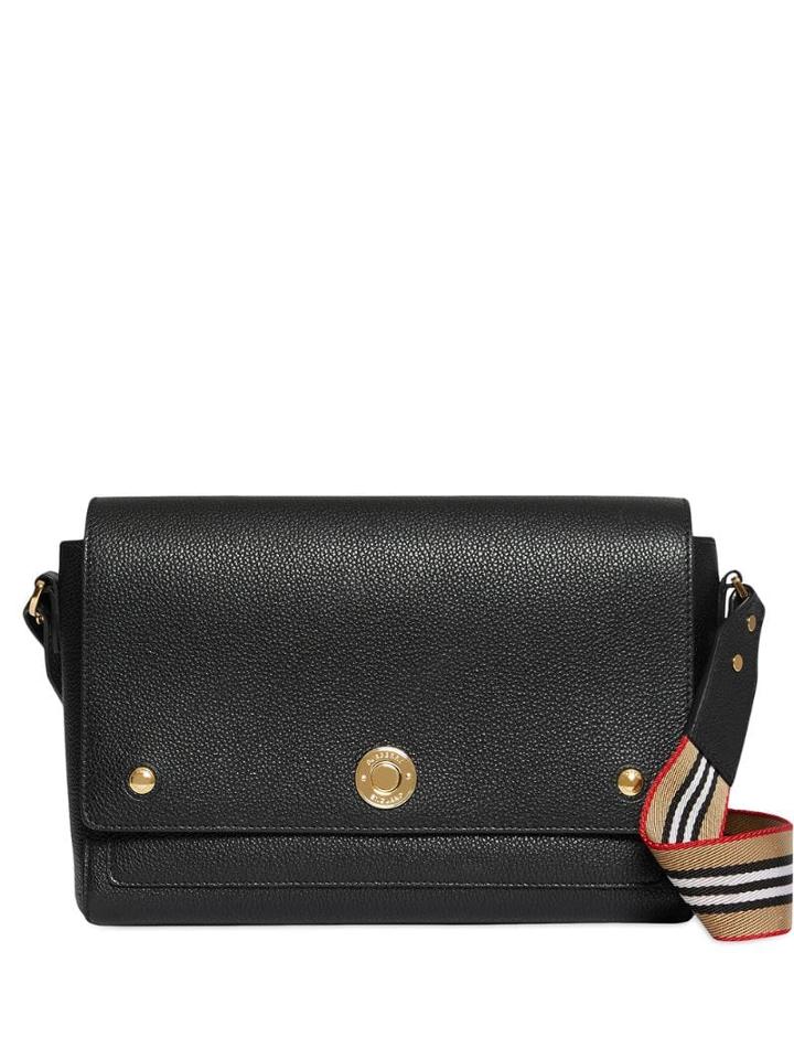 Burberry Grainy Leather Note Crossbody Bag - Black