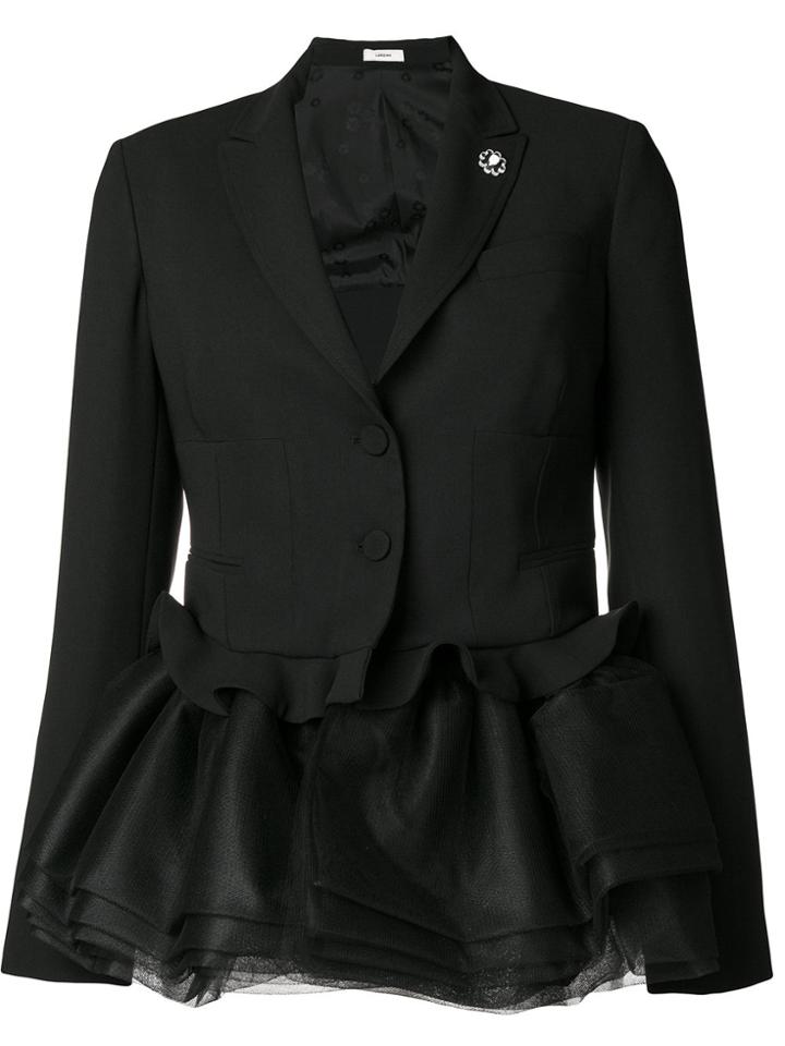 Lardini Layered Peplum Hem Jacket - Black
