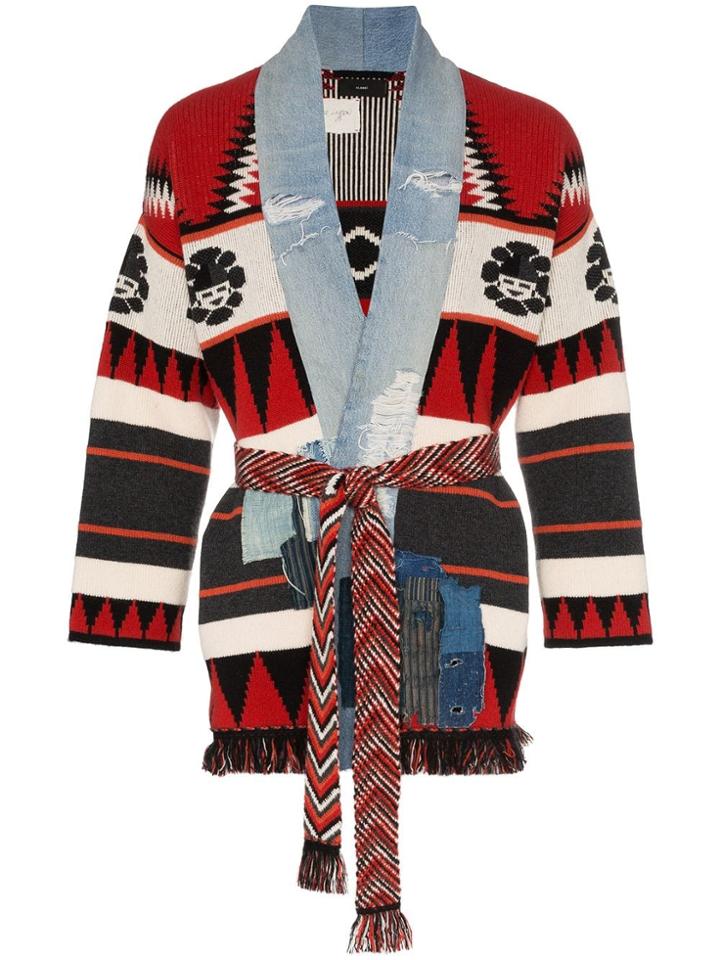 Alanui X Greg Lauren Icon Intarsia Cashmere Kimono - Red