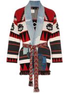 Alanui X Greg Lauren Icon Intarsia Cashmere Kimono - Red