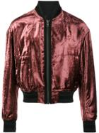 Haider Ackermann Metallic Red Tiziano Velour Bomber Jacket