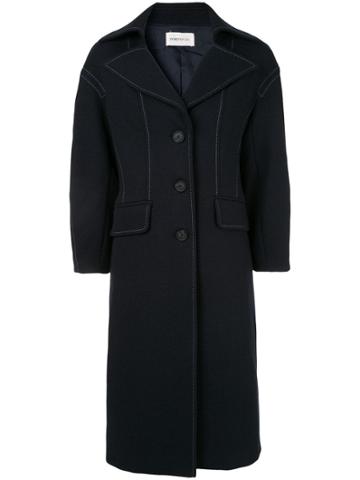Ports Pure Contrast Stitching Coat - Blue