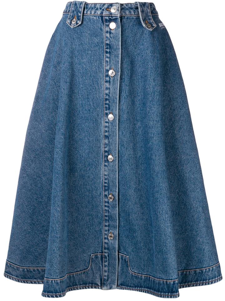 Msgm Button Denim Skirt - Blue