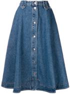 Msgm Button Denim Skirt - Blue