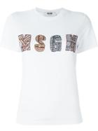 Msgm Embellished T-shirt, Women's, Size: Medium, White, Cotton