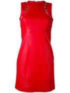 Versus - Cut-out Detail Fitted Dress - Women - Lamb Skin/polyester - 42, Red, Lamb Skin/polyester
