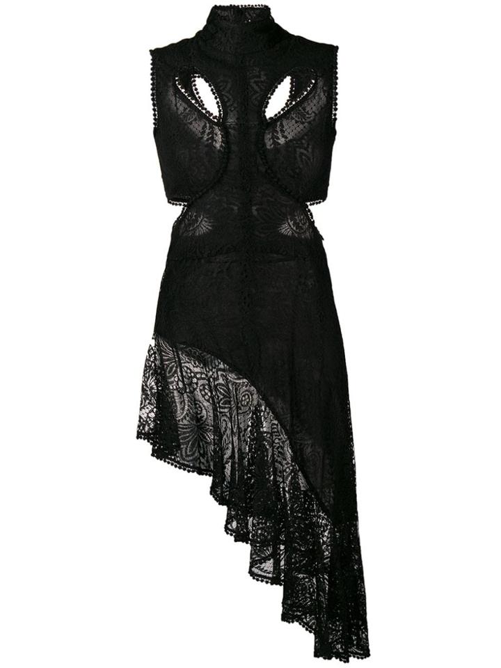 Alexander Mcqueen Asymmetric Lace Top - Black