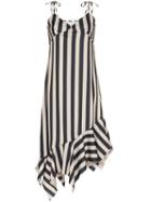 Marques'almeida Asymmetric Hem Striped Midi Dress - Black