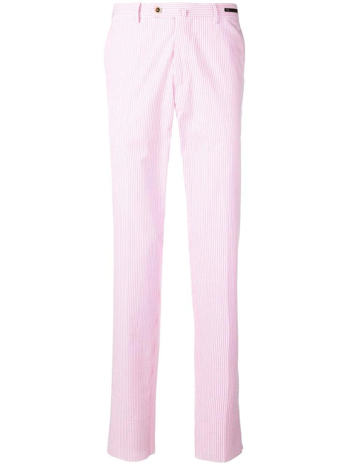 Pt01 Striped Straight-leg Trousers - Pink