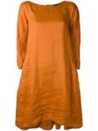 Aspesi - Shift Dress - Women - Silk/linen/flax - 40, Yellow/orange, Silk/linen/flax