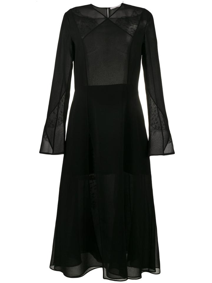 Olivier Theyskens - Chiffon Mid-length Dress - Women - Silk/polyamide/viscose - 36, Black, Silk/polyamide/viscose
