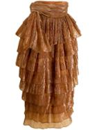 Romeo Gigli Pre-owned 1990's Ribbed Ruffled Midi Skirt - Orange