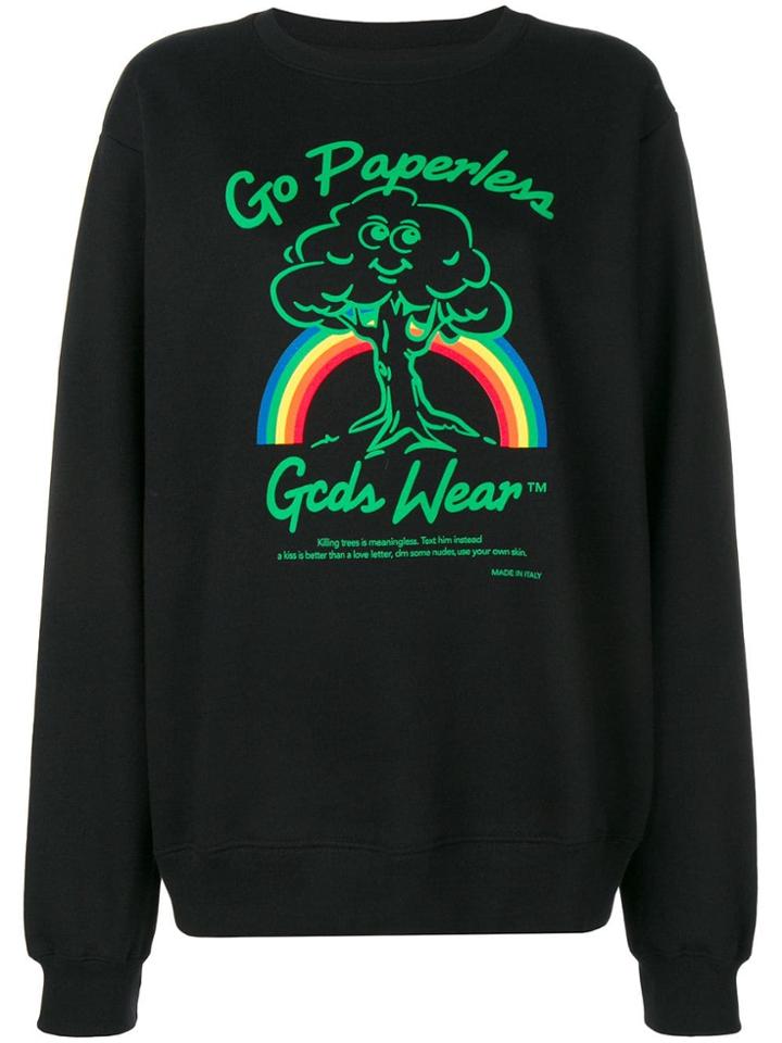 Gcds Rainbow Printed Loose Sweatshirt - Black
