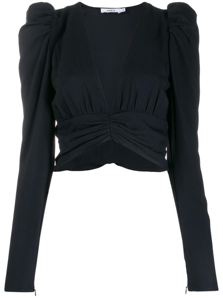 Amen Ruched Blouse - Black