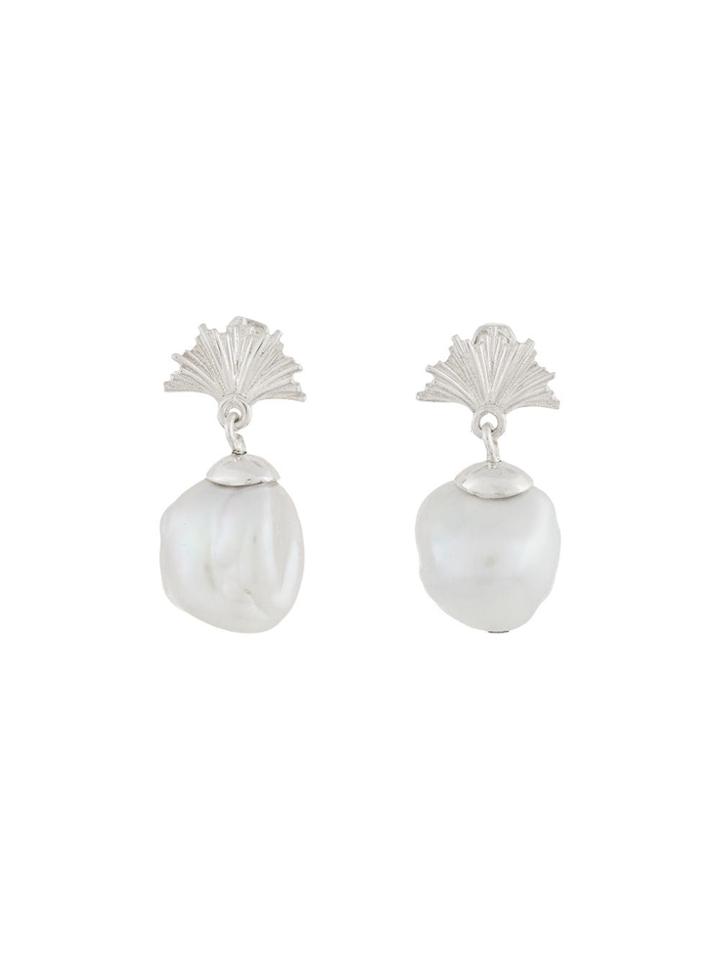 Meadowlark Freshwater Pearl Small Drop Earrings - Metallic