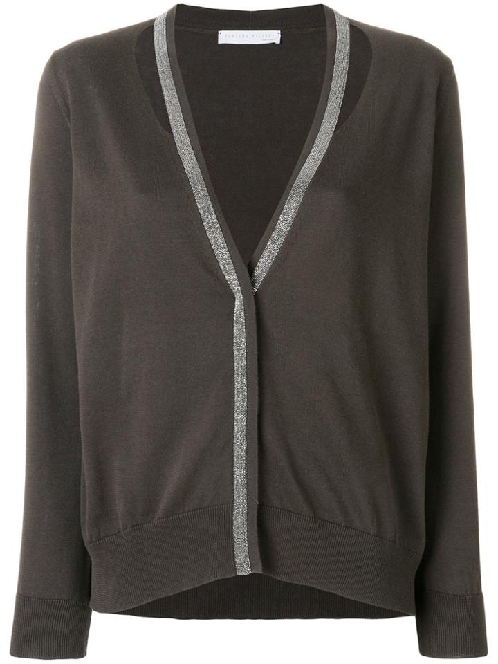 Fabiana Filippi Glitter V-neck Cardigan - Brown