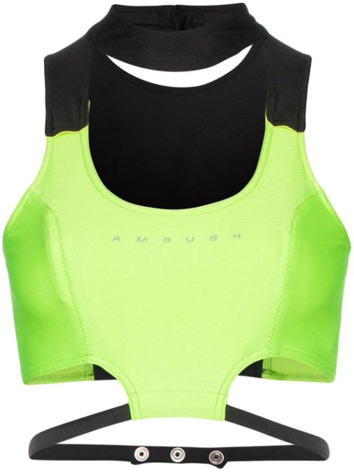 Ambush Waves Beach Logo Print Cropped Top - Green