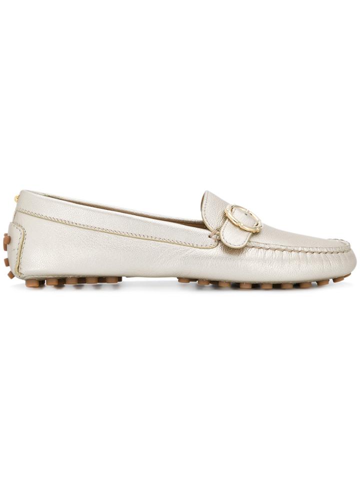 Salvatore Ferragamo Adjustable Buckle Loafers - Metallic