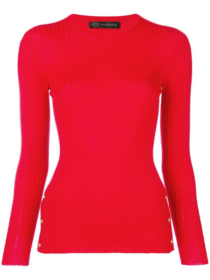 Versace Medusa Button Sweater - Red