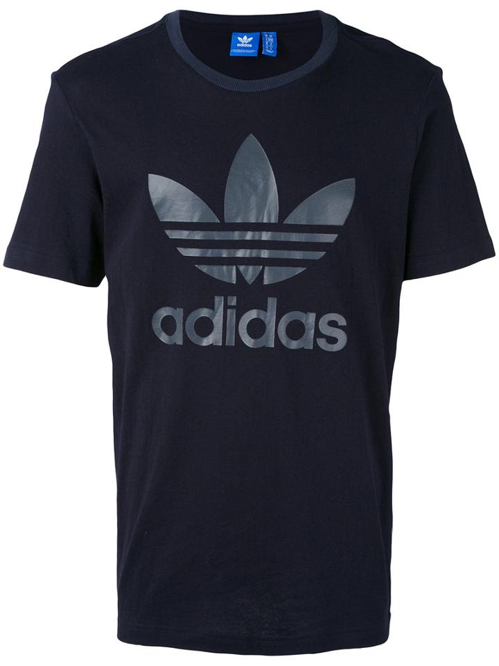 Adidas - Trefoil Logo Print T-shirt - Men - Cotton - L, Blue, Cotton