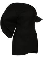 Saint Laurent Oversized Flounce Wool Bustier Dress - Black