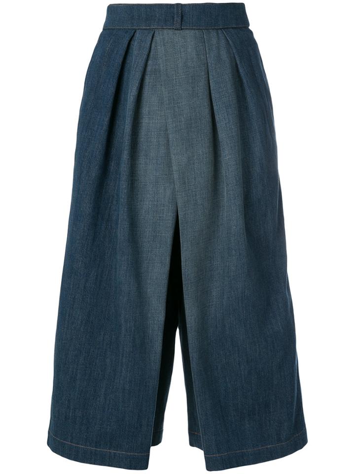 Loewe Cropped Wide-leg Trousers - Blue