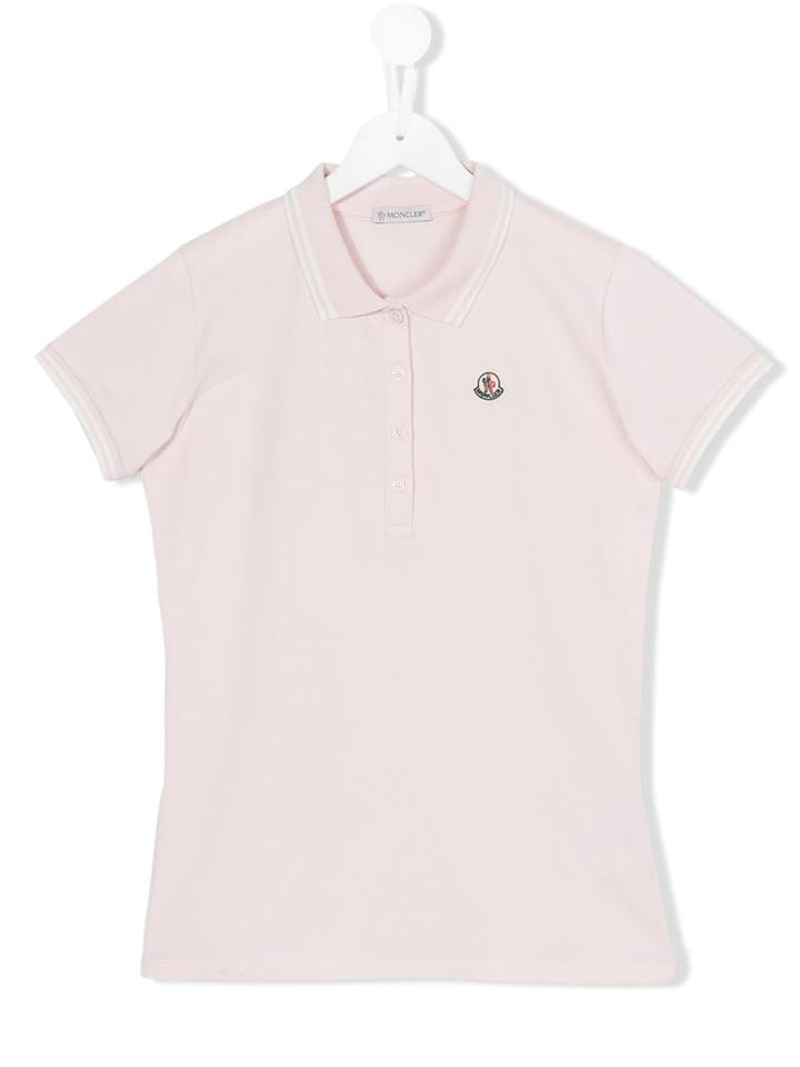 Moncler Kids - Embroidered Logo Polo Shirt - Kids - Cotton/spandex/elastane - 14 Yrs, Girl's, Pink/purple
