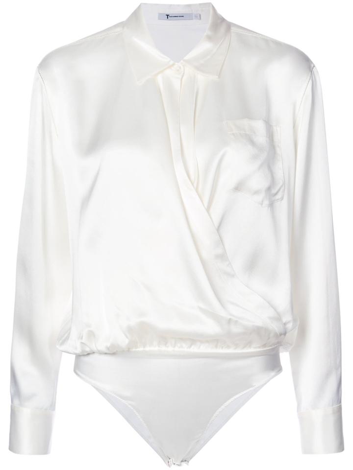 T By Alexander Wang Collared Silk Blouse - White