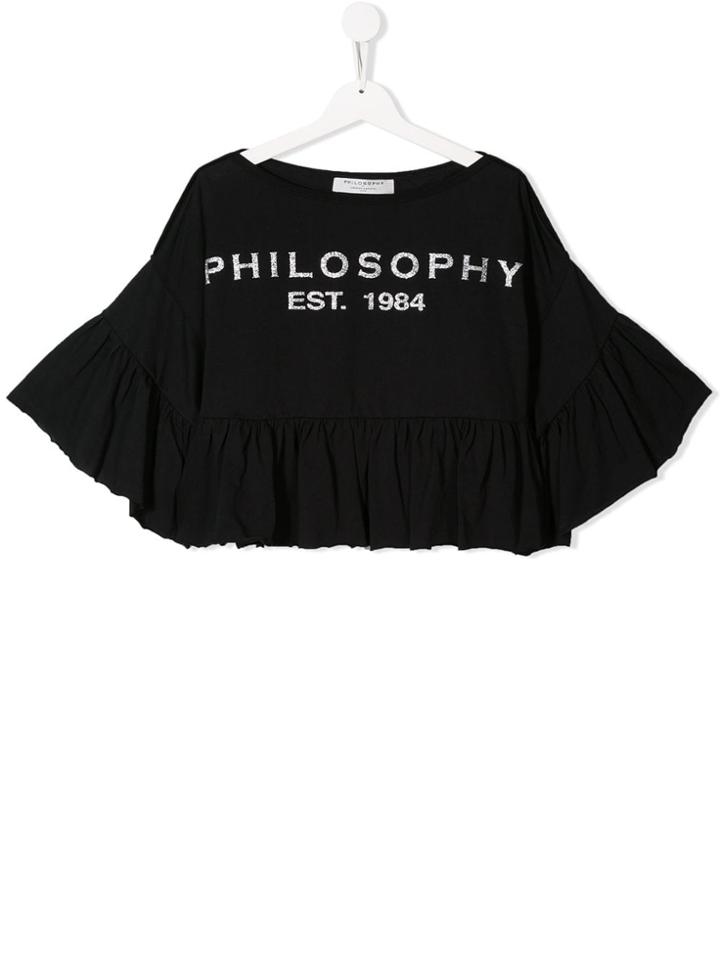 Philosophy Di Lorenzo Serafini Kids Ruffle-trimmed Top - Black
