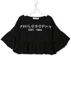 Philosophy Di Lorenzo Serafini Kids Ruffle-trimmed Top - Black