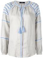 Steffen Schraut - Tassel Detail Blouse - Women - Linen/flax - 42, Women's, Grey, Linen/flax