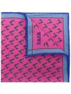 Fefè Skiing Penguin Print Pocket Square - Pink & Purple