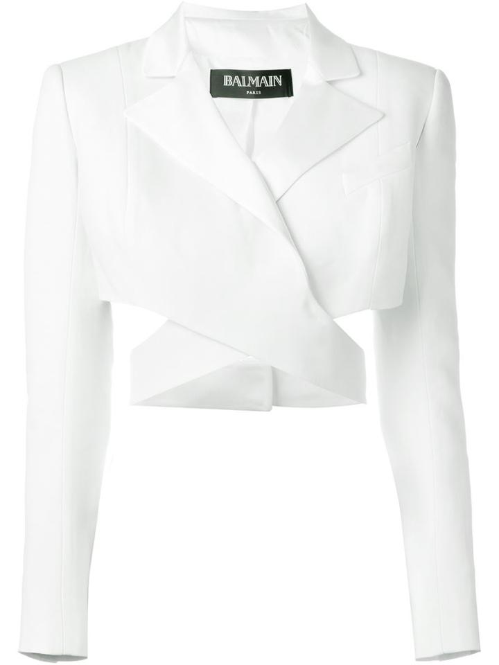 Balmain Cut Out Detail Cropped Jacket