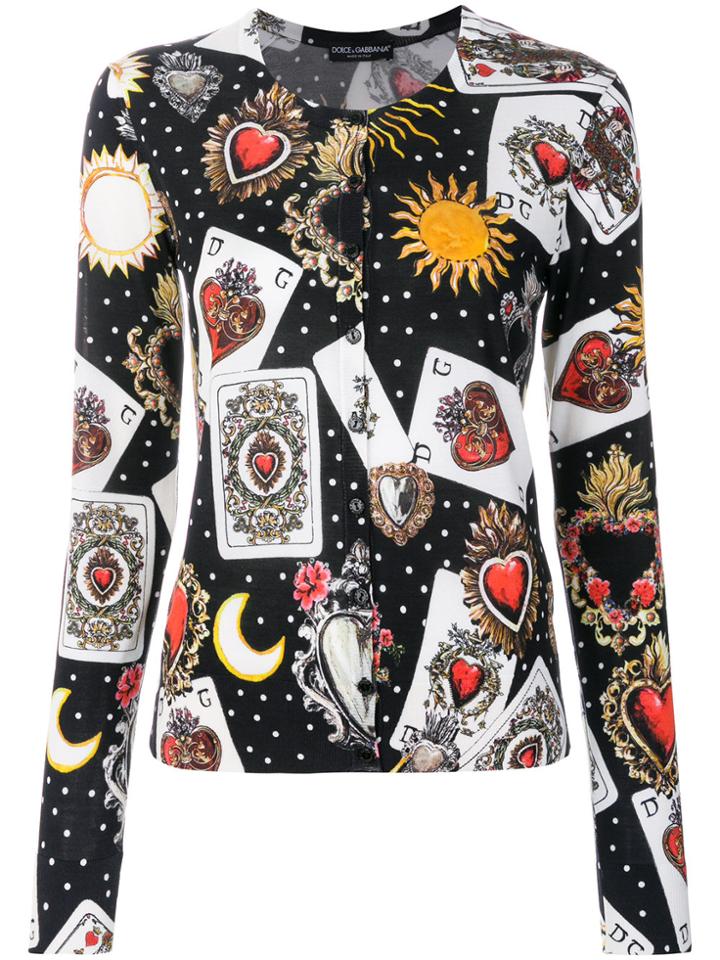 Dolce & Gabbana Playing Cards Cardigan - Black