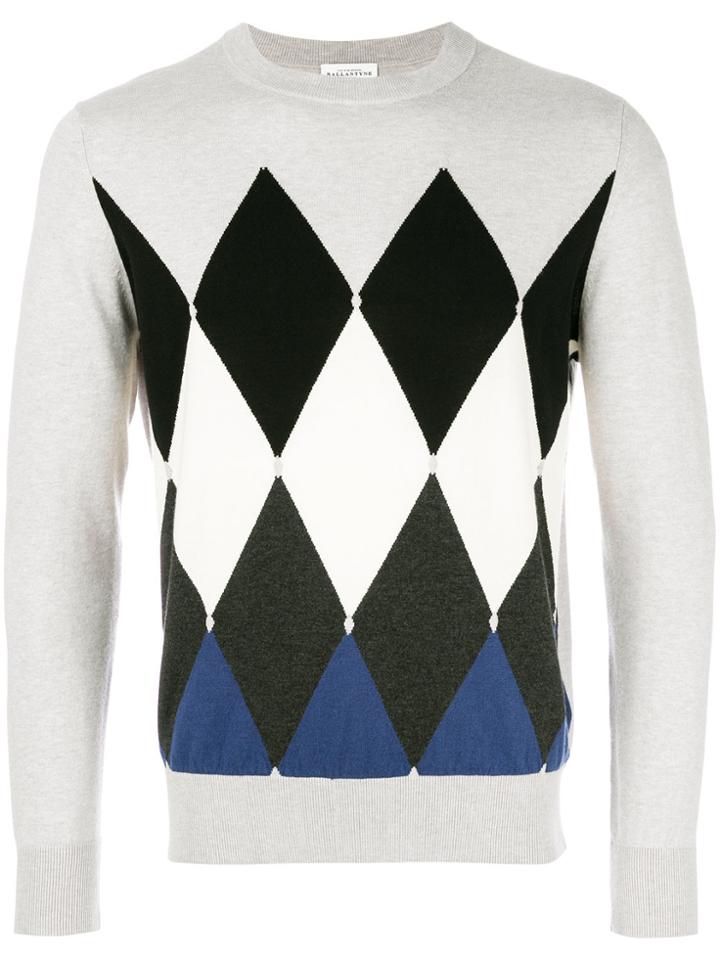 Ballantyne Diamond Pattern Jumper - Grey