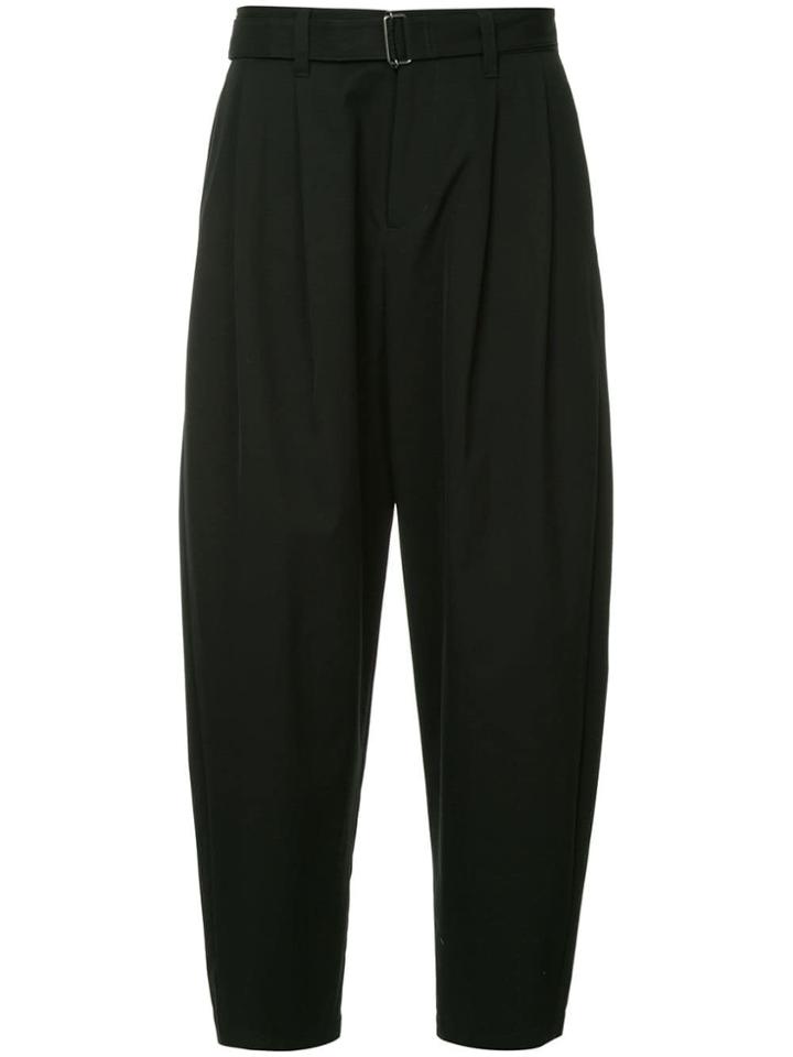 Kazuyuki Kumagai Cropped Belted Trousers - Black