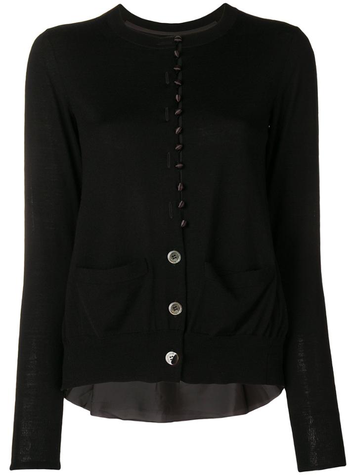 Sacai Cupro Insert Cardigan - Black