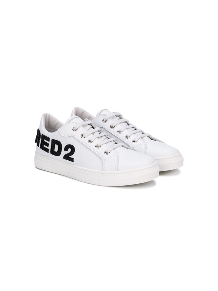 Dsquared2 Kids Logo Embroidered Low Top Sneakers - White