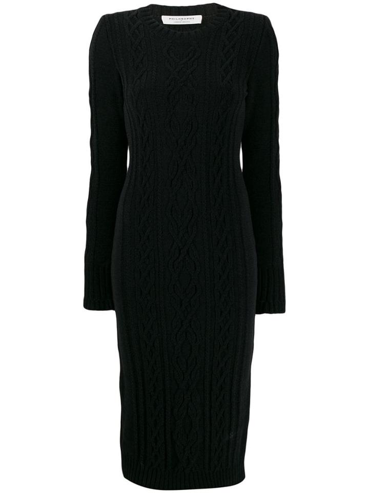 Philosophy Di Lorenzo Serafini Cable Knit Midi Dress - Black